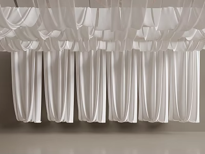 Elegant White Ceiling Drapery With Soft Flowing Curtains In Decorative Interior Space 3d model