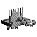 Geometric Wooden And Metal Decorative Ornament Set With Tray And Assorted Blocks