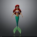Little Mermaid Character With Red Hair Purple Top And Green Tail On Gray Background
