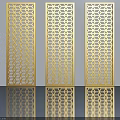 Three Golden Elegant Swing Doors With Intricate Geometric Patterns 3d model
