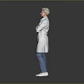 Woman Doctor in White Coat with Stethoscope and Crossed Arms on Gray Background