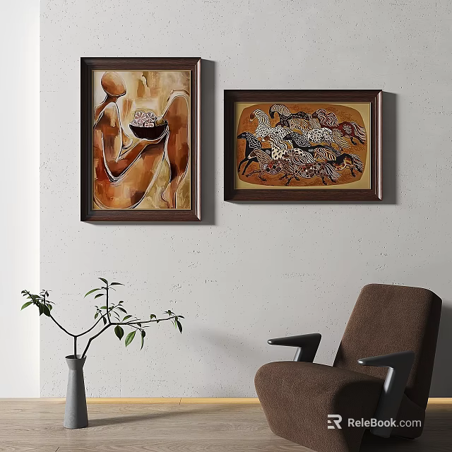 Abstract Paintings Wall Art With Framed Decor And Creative Abstract Designs 3d model