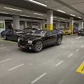 Spacious Indoor Parking Garage Featuring Neatly Parked Various Colored Cars And Yellow Parking Lines