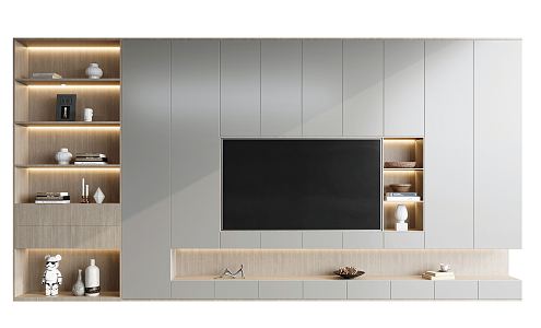 Modern TV background cabinet TV background wall 3d model