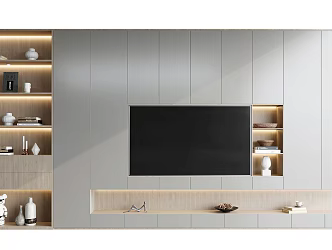 Modern TV background cabinet TV background wall 3d model