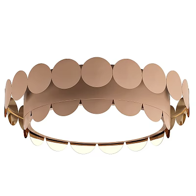 Elegant Modern Circular Ceiling Light with Rose Gold Metal Disc Design 3d model