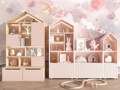 Modern Bookcase Children's Bookcase Decorative Cabinet 3d model