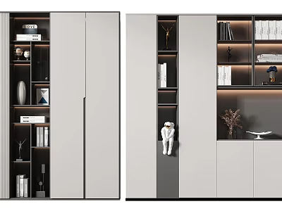Modern Bookcase With Sleek Design Multiple Shelves Books And Decorative Items 3d model