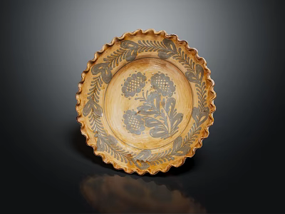 Elegant Decorative Plate With Scalloped Edge And Intricate Floral Design Perfect For Home Decor 3d model
