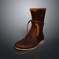 Brown Leather Boots With Lace Up Detail Mid Calf Length Light Colored Sole Classic Style