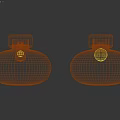 Two Modern Wall Lamps with Black and White Glass Globe Shades Mounted on Wall