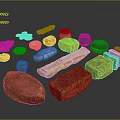 Assorted Delicious Food Variety Including Bread Cakes Cookies And Meat Items