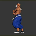 Muscular Bald Game Character With Green Sunglasses White Beard White Belt And Blue Pants