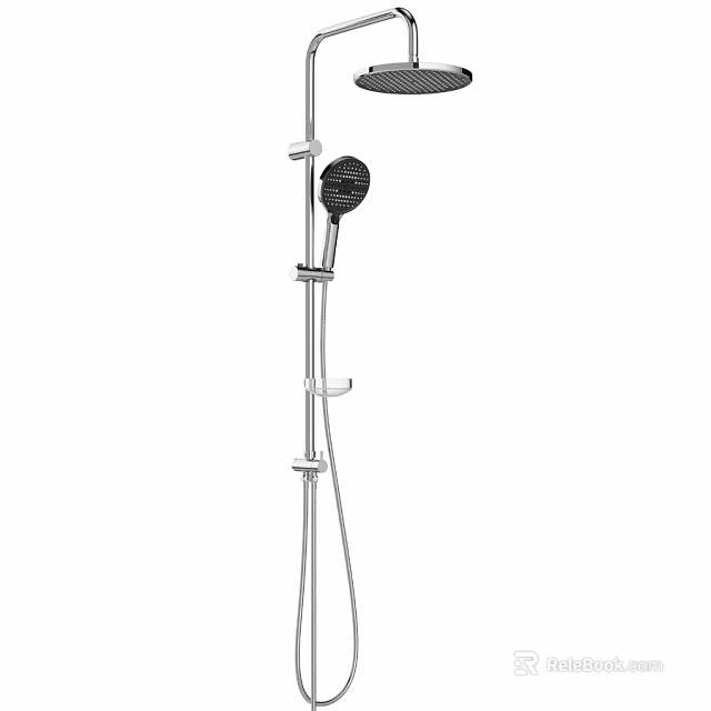 Modern Chrome Shower Faucet With Handheld Fixed Showerhead Adjustable Stand And Sleek Design 3d model 
