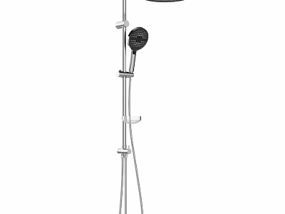Modern Chrome Shower Faucet With Handheld Fixed Showerhead Adjustable Stand And Sleek Design 3d model