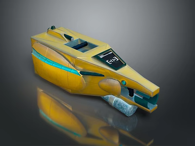 Futuristic Yellow Green Weapon With Streamlined Body Digital Display And Modern Tech Features 3d model