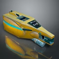 Futuristic Yellow Green Weapon With Streamlined Body Digital Display And Modern Tech Features