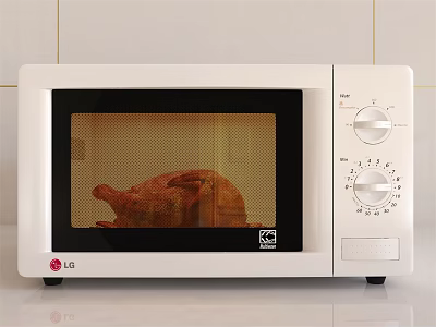 LG Microwave Oven With Roasted Chicken Inside For Kitchen Cooking Appliance 3d model