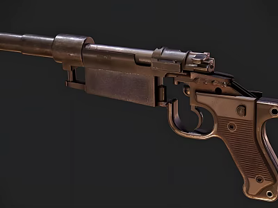 Classic Metal Rifle With Wooden Grip Barrel Magazine And Detailed Design 3d model