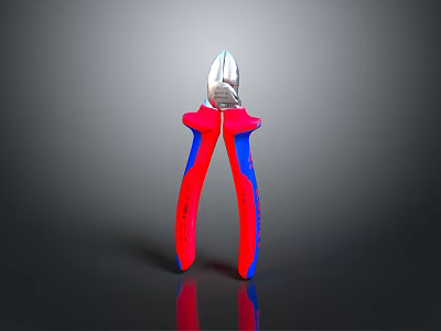 Professional Hardware Tool Pliers with Red and Blue Handles and Silver Head 3d model