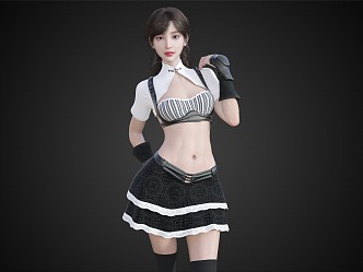 Uniform Girl Maid Dress Cute Girl Short Skirt Girl 3d model