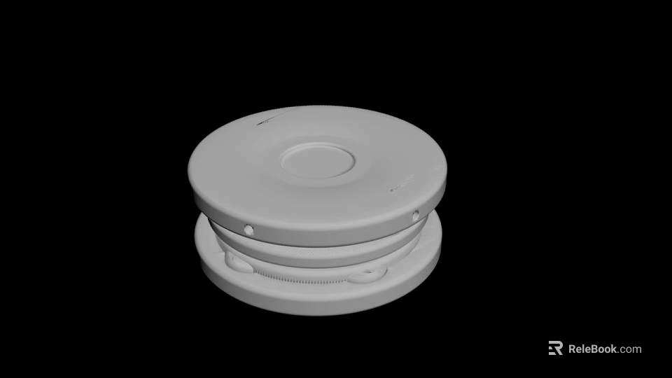 White Round Electronic Device With Central Button Smooth Surface And Layered Design 3d model 