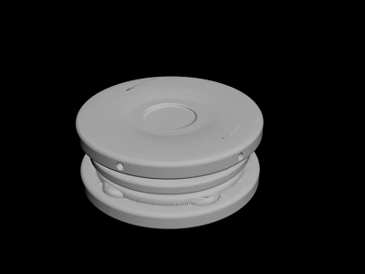 White Round Electronic Device With Central Button Smooth Surface And Layered Design 3d model