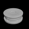 White Round Electronic Device With Central Button Smooth Surface And Layered Design