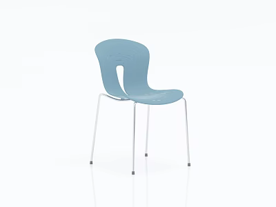 Light Blue Modern Leisure Chair With Curved Hollow Backrest And Metal Legs 3d model
