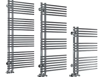 Bathtub Bathroom Setup Featuring Stainless Steel Towel Rails In Various Sizes 3d model