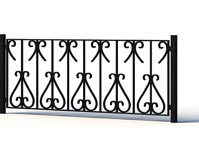 Black Metal Fence With Ornate Decorative Patterns And Classic Design 3d model