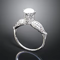 Elegant Silver Diamond Ring with Intricate Wing Shaped Setting and Sparkling Gemstone