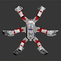 Futuristic Mechanical Spider Robot With Red White Legs And Metallic Structure 3d model