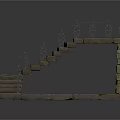 Stone Staircase Design With Metal Railing And Geometric Pattern Steps