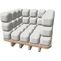 Modern White Cube Shaped Sectional Sofa With Upholstered Cushions And Wooden Base