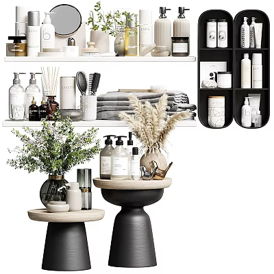 Essential Cleaning Products for Daily Use Including Bottled Liquids Towels and Tools 3d model