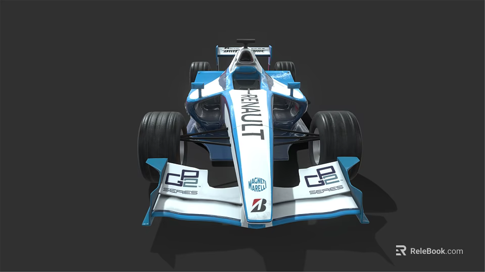 Blue And White Formula Race Car Featuring Spirit Logo And Aerodynamic Design 3d model 