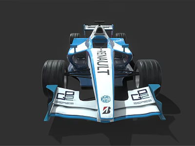 Blue And White Formula Race Car Featuring Spirit Logo And Aerodynamic Design 3d model
