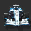 Blue And White Formula Race Car Featuring Spirit Logo And Aerodynamic Design