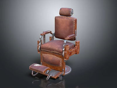 Vintage Brown Leather Massage Chair with Classic Armrests Footrest and Headrest 3d model
