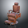 Vintage Brown Leather Massage Chair with Classic Armrests Footrest and Headrest