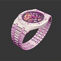 Luxury Silver Wristwatch With Golden Mechanical Movement And Stainless Steel Band