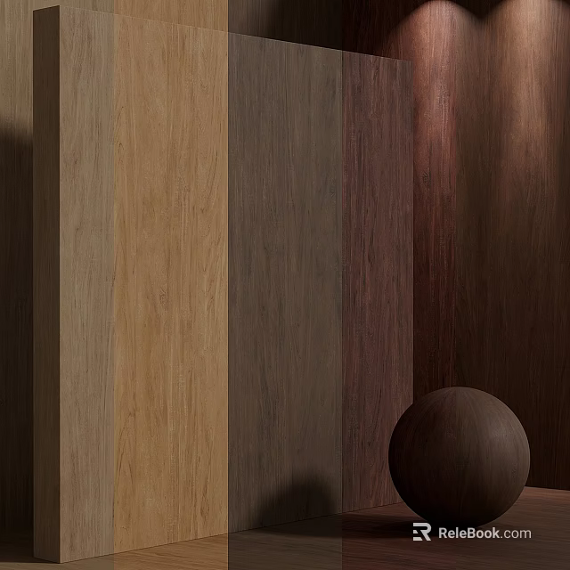 Wooden Components In Vertical Arrangement With Various Wood Grain And Decorative Ball 3d model 