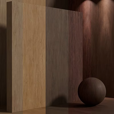 Wooden Components In Vertical Arrangement With Various Wood Grain And Decorative Ball 3d model