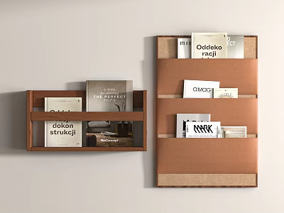 Stylish Wall Mounted Storage Shelf With Wooden Frame And Fabric Pockets For Organizing Books Documents 3d model