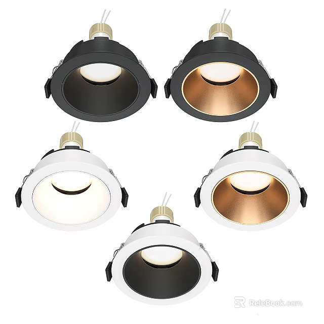 Modern Design Black White Gold LED Downlights and Spotlights Ceiling Fixtures 3d model 