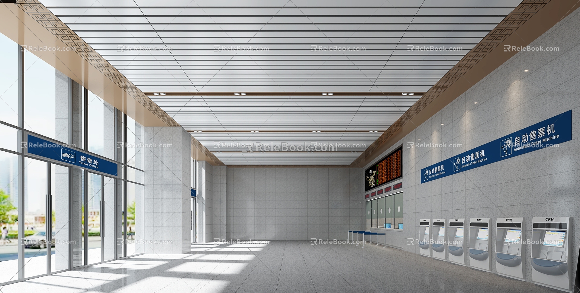 Railway Station Ticket Hall 3d model