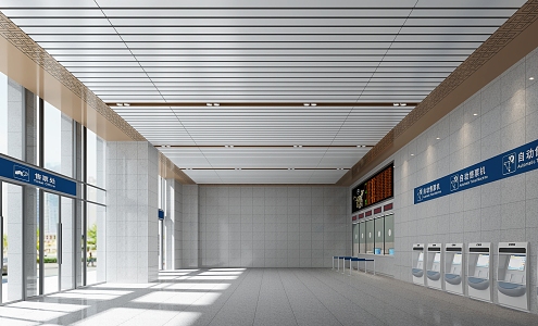 Railway Station Ticket Hall 3d model