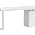 White Modern Home Office Desk With Simple Structure And Drawer Cabinet