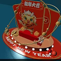 Chinese New Year Decorative Display With Red Gold Dragon And Fortune Elements 3d model